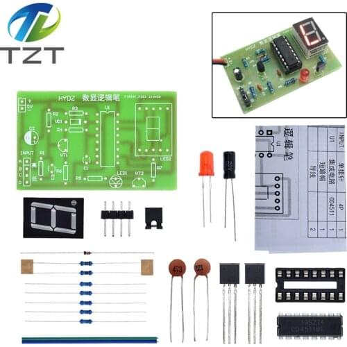 DIY LED Pcb Digital Display LED Logic Pen Electronic Kit High and Low Level Test Circuit Soldering Practice Board Kit