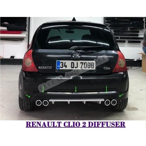 For Renault Clio 2 Hatchback Diffuser 1998 1999 2000 2001 2002 2003 2004 2005 Rear Bumper Extension Attachment Auto Universal
