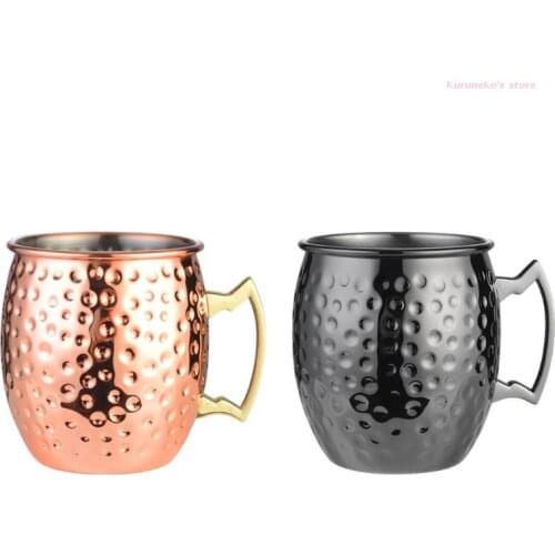 HX6D Moscow Mule Mug 530ml Stainless Steel Coffee Cup for Beer Cocktail Drinking Bar Accessories Kitchen Home Party Supplies