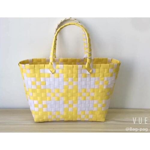 China Manufacturer Custom Plastic hand woven shopping beach bag pp woven straw bag