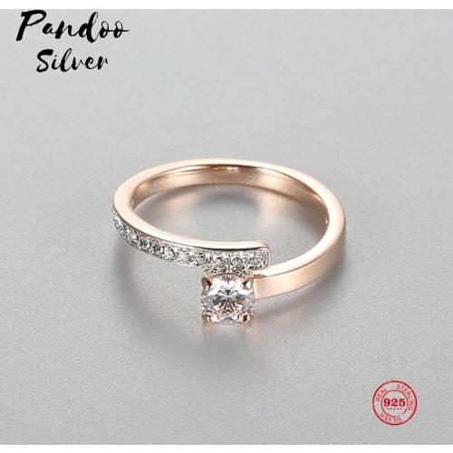 PANDOO Fashion Charm Pure 925 Silver Original 1:1 Copy, Simple Personality Atmosphere Ring Ring Female Luxury Jewelry Gifts