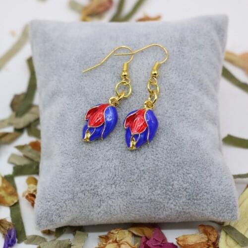 Fashion 16*19mm Flower Cloisonne Beads Dangle Earrings for Women Charms Party Gifts Eardrop Wholesale Price Diy Jewelry B3005