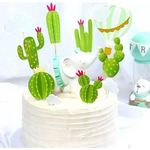 Paper 6Pcs/Set Fashion Paper Cactus Cupcake Toppers Safe Cupcake Toppers Exquisite for Party