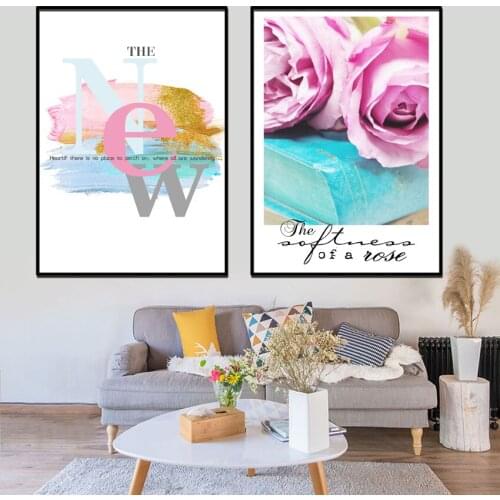 Fashion art books rose canvas painting wall pictures for living room Scandinavian posters and print decor FA825