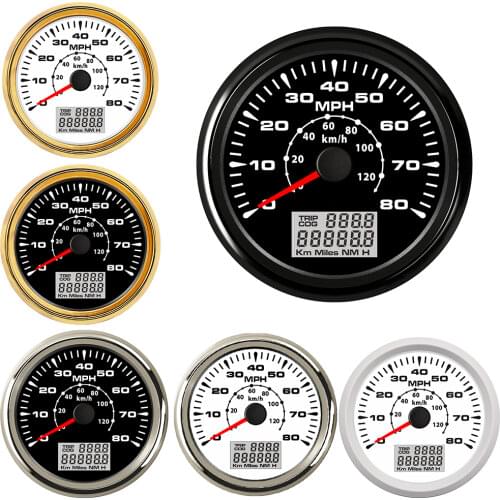 Marine Auto 85MM Digital LCD Speedometer Gauge for Boat Car 0-80MPH GPS Speedometer Gauge 0-130KM/H GPS Odometer Gauge fit 9~32V