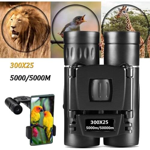 300X25 Powerful HD Binoculars 50000M Long Range Folding Mini Telescope Low Light Night Vision BAK4 Optics for Hunting Camping