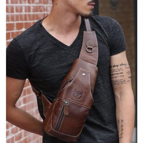 New Style Mens Leather Sling Bags Chest Shoulder Bag Crossbody Satchel Backpack Solid Fashion 2020 Hot Personality