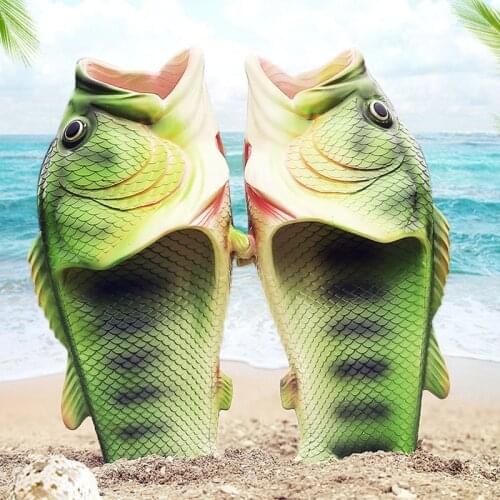 Fish shoes men beach slippers unisex plus size 32-47 family boys lovely taste animal slippers mans summer shoes