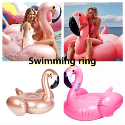 Rose Gold Inflatable Flamingo Pool Float Ride-on Swimming Float Swimming Ring Flamingo Boia Piscina Pool Party Toys
