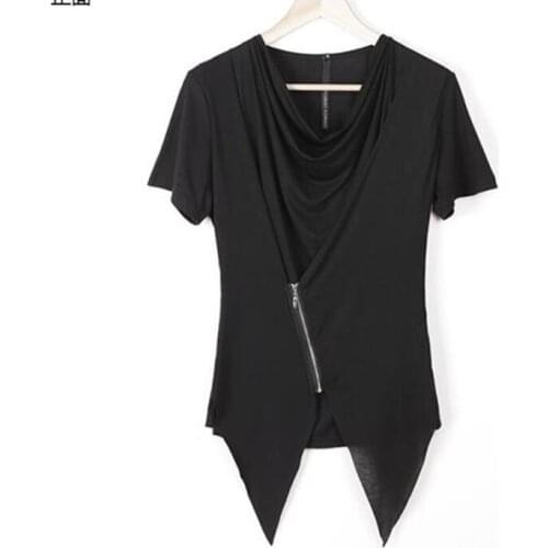 2016 New mens clothing High service fashion short-sleeve T-shirt non-mainstream slim personalized costume singer costumes