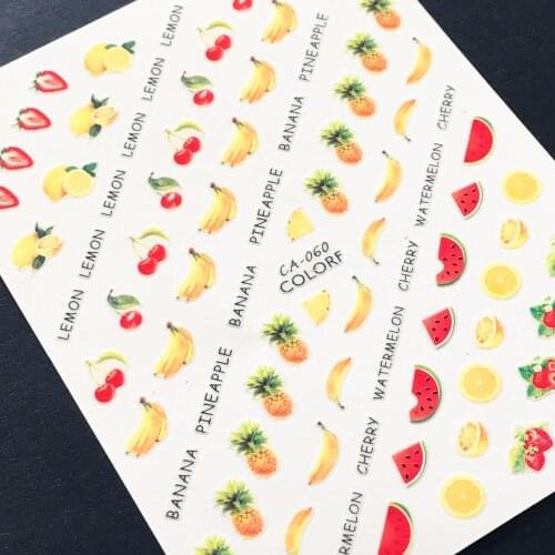 Newest CA-60 pineapple design 3d nail sticker back glue nail decals template Japan korea type DIY decoration for nail accessory