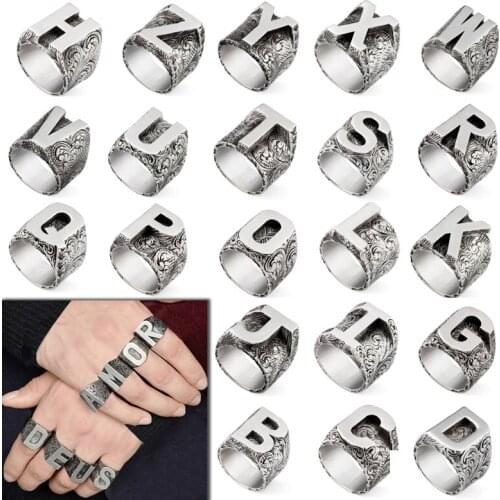 2021New A-Z Letter ring silver men Ring Name Alphabet Ring For Women WideThick Letters Fashion Finger Metal luxurious jewelry