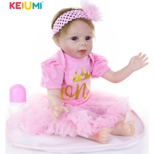 Educational Reborn Baby Doll Toys 22'' Soft Silicone Boneca Reborn 55 cm Real Like Smile 1 years Old Newborn Baby For Kids Gifts