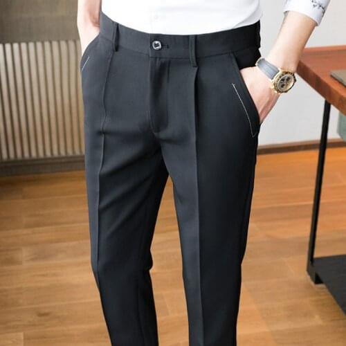 2021 formal dress mens summer pants ankle casual pants social business suit mens tights fashionable pants