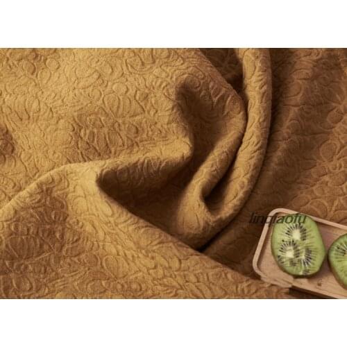 Original wool jacquard fabric, autumn and winter flower texture, ginger robe clothing fabric High-end linen clothing fabric