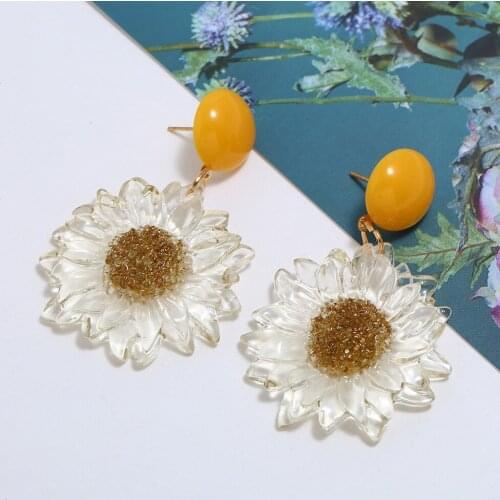 Original Temperament Beach Sweet Sunflower Earrings Large Circle Dangle Drop Earring For Women Bohemia exaggerate Summer Jewelry