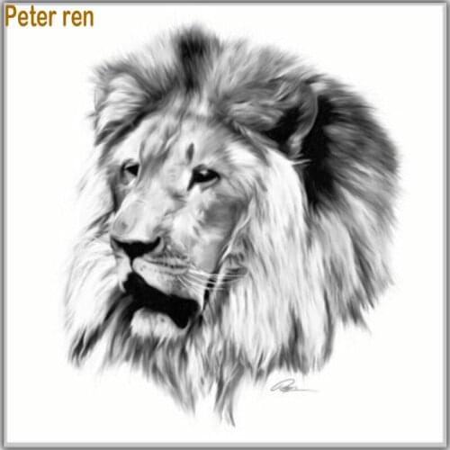 Peter ren Diy Diamond Painting Cross Stitch Full Square Diamond Mosaic Household Decor lion The King of Forest