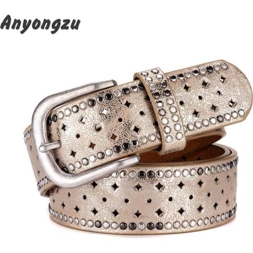 Women Belt rivets Alloy Needle Buckle Pink Fashion Leisure Wear Jeans Trend Belts For Women Designer Brand Black Belt Women