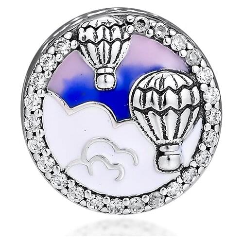 DIY Beads For Jewelry Making AIR BALLOON BUTTON CHARM Fits Original Silver Charms Bracelets For Woman 2019 Summer