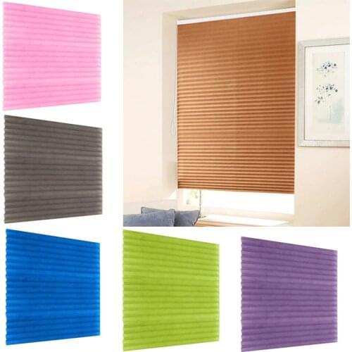 Self-Adhesive Pleated Blinds Half Blackout Curtains Shades Bathroom Balcony Shades for Living Room Window Door Curtain