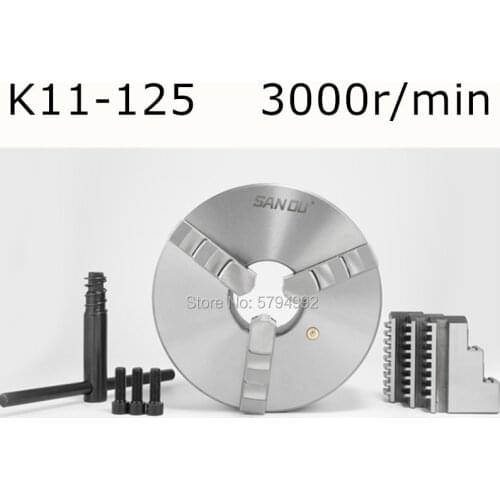 SANOU K11-125 3 Jaw Lathe Chuck 125mm Self Centering Hardened Reversible Tool for Drilling Milling Machine