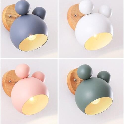 Nordic Childrens Bedroom Bedside Wall Lamp Simple Modern Living Room Creative Macaron Cartoon Iron Art Color Wall Light