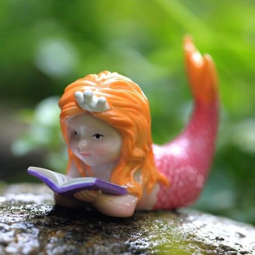 Nordic Ins Creative Resin Simulation Cute Mermaid Sculpture Ornament Home Outdoor Garden Micro Landscape Fairy Mini Garden Decor