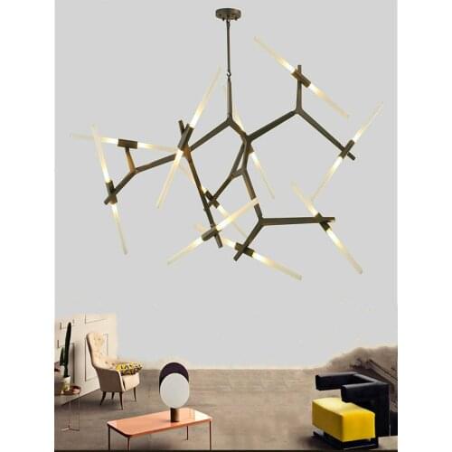 Modern Living Room LED Chandelier Lighting Nordic Design Black Branch Decoration Lamp Kitchen Dining Room Hanging Pendant Lights