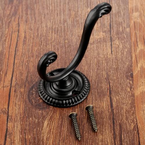 Black Vintage Bronze Single Hooks Hat Clothes Towel Wall Door Hanger Hook Bathroom Accessories Coat Hanging Hooks 76*63mm