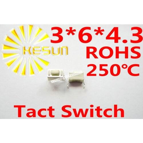 1000PCS DIP 3X6X4.3MM Tactile Tact Push Button Micro Switch Momentary ROHS