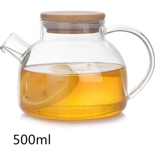Heat Resistant Glass Tea Infuser Pot With Wooden Cover Flower Tea Puer kettle Coffee Cup Teapot Set Kitchen,Dining & Bar LBS
