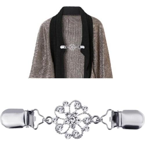 Vintage Cardigan Collar Clips Holder Shawl Brooch Fashion Women Decor Sweater Knitwear Shawl Clip Fasteners Buckle Brooch Clips