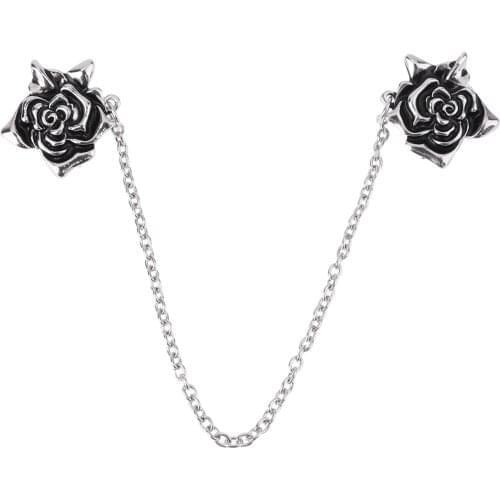 Vintage Flower Sweater Shawl Clip Silvertone Cardigan Collar Metal Clip Holder Clothing Pins Clip