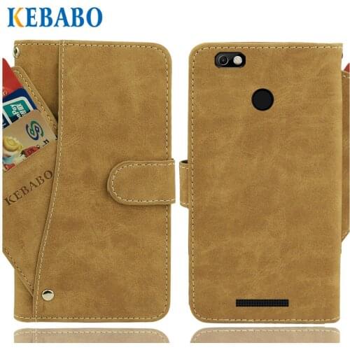Vintage Leather Wallet Sencor P5504 Case 5.5" Flip Luxury 3 Front Card Slots Cover Magnet Stand Phone Protective Bags
