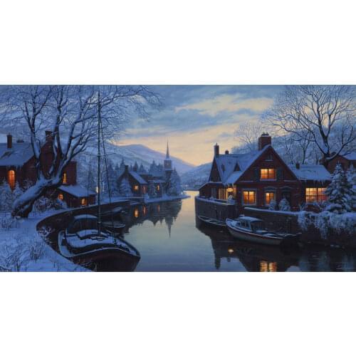 Winter, riverside scenery Cross Stitch Kits Needlework Embroidery Crafts 14ct Unprinted DIY Arts Handmade Home Decor