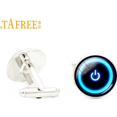 TAFREE Circuit Board Cufflinks complex and time consuming design system Cuff Link glass dome Rhodium Plated jewelry KC151
