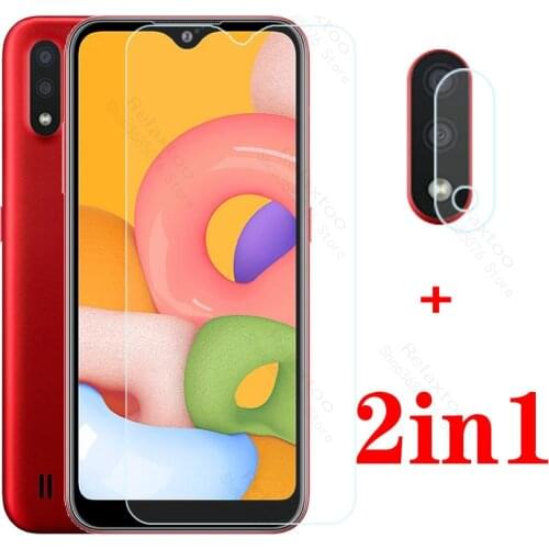 2in1 camera lens protective glass for samsung a01 protector on for samsung galaxy a 01 01a a015f a015g tremp glasses film 5.7"