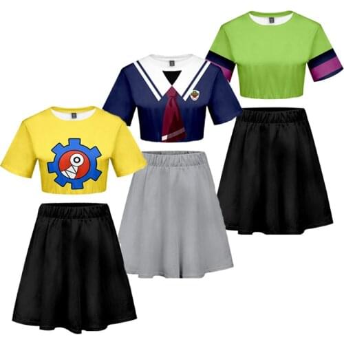 Anime SK8 the Infinity Reki Langa Cosplay T-shirt Skirts Two Pieces Suits Women Summer Fashion Blouse Short Sleeve For Girls