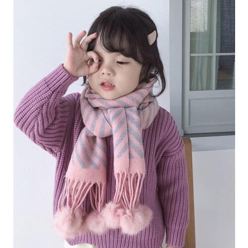 Winter Baby Girls Patchwork Long Scarves Boys Knitted Scarf Shawl Children Cotton Neck Collars Warm Kids Neckerchief