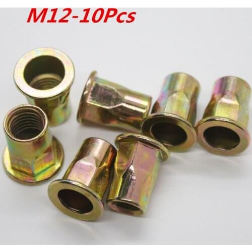 10pcs/lot M12 Rivet Nut carbon steel Flat head hex rivet nut Insert nut Blind rivet Rivnut free shipping