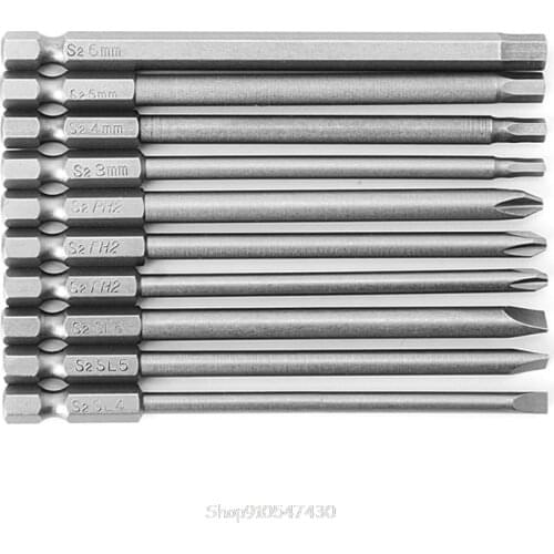 10 Pcs Magnetic Torx Slotted PH2 Screwdriver Bit S2 Steel 1/4 Hex Shank 100mm N24 20 Dropship