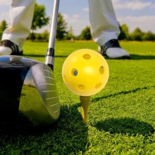 10Pcs Golf Practice Balls Eye-catching Wear-resistant Plastic Multifunctional Hollow Training Balls for Backyard 2 Colors