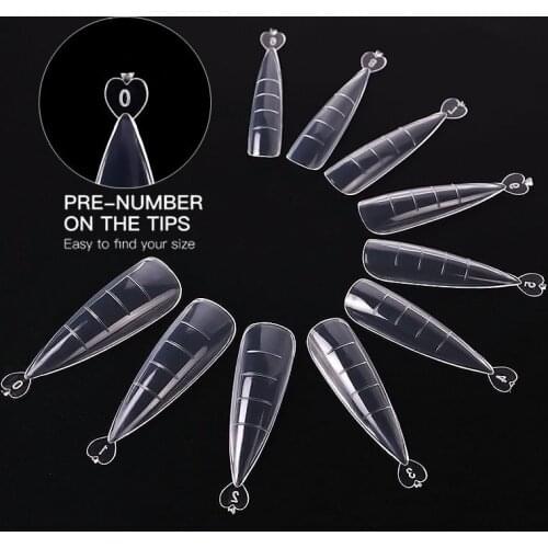 100pcs/box Ballerina Nail Art Tips Transparen Natural False Nail Art Tips Full Cover Fake Nails Acrylic Nail Art Tools