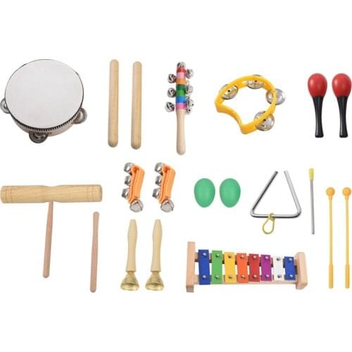 20 Pcs Toddler & Baby Musical Instruments Set - Percussion Toy Fun Toddlers Toys Wooden Xylophone Glockenspiel Toy Rhythm Band S