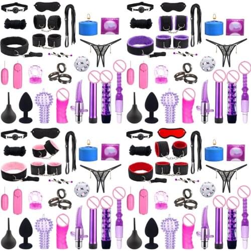25 Pcs Adult Bed Game Set Safety Womens Mens Comfortable BDSM Bondage Training Romance BDSM Cosplay Sex Toys Kit Vibrator Gifts