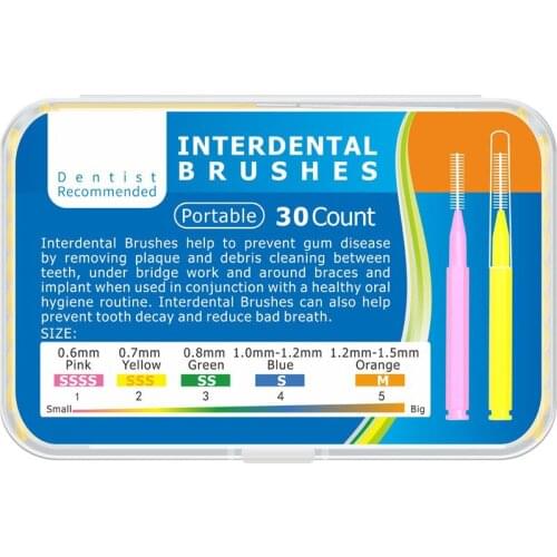 30Pcs/set I Shaped Interdental Brush Denta Floss Interdental Cleaners Orthodontic Dental Teeth Brush Toothpick Oral Care Tool