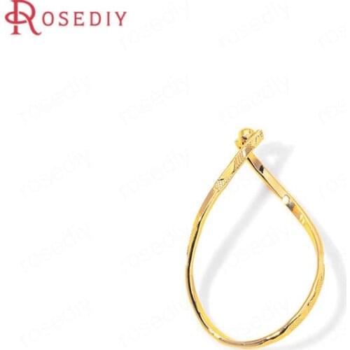 35806)10PCS 18x27MM 24K Gold Color Brass Twisted Circle Charms Pendants High Quality Diy Jewelry Findings Accessories