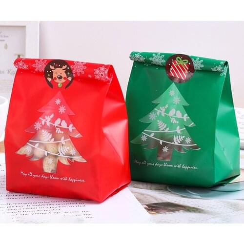 50Pcs Christmas Tree Snowflake Packaging Bags Baking Packaging Candy Bag Christmas Decorations For Home New Year Gifts