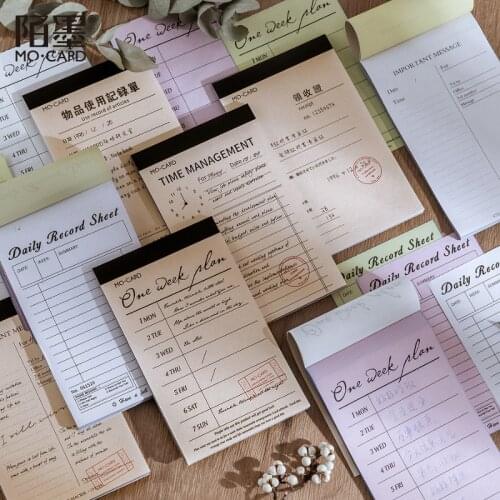 60 sheets/pack Memo Pad Simple Plan Daily Record Time Management Learning Clocking Schedule Week Planner Sticky Note Office