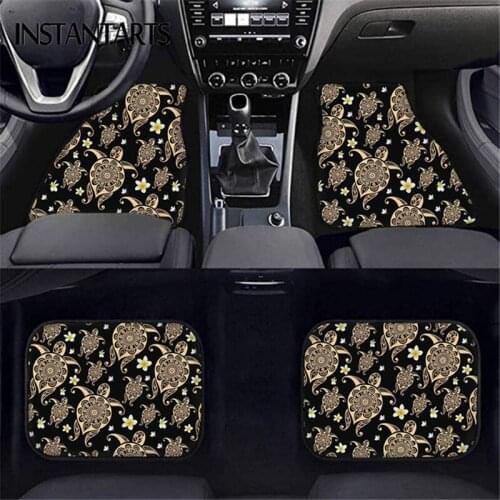 Car Rugs Floor Carpet Set Plumeria Sea Turtle Design Waterproof Auto Foot Mat Universal Fit SUV Truck Sedan Polynesian Style